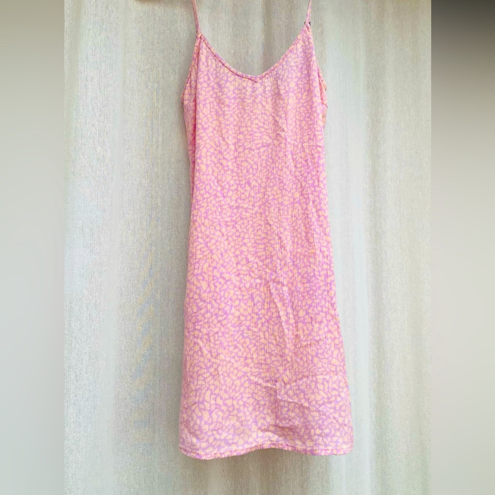 Billabong Pink and Cream Leopard Print Mini Dress with Spaghetti Straps